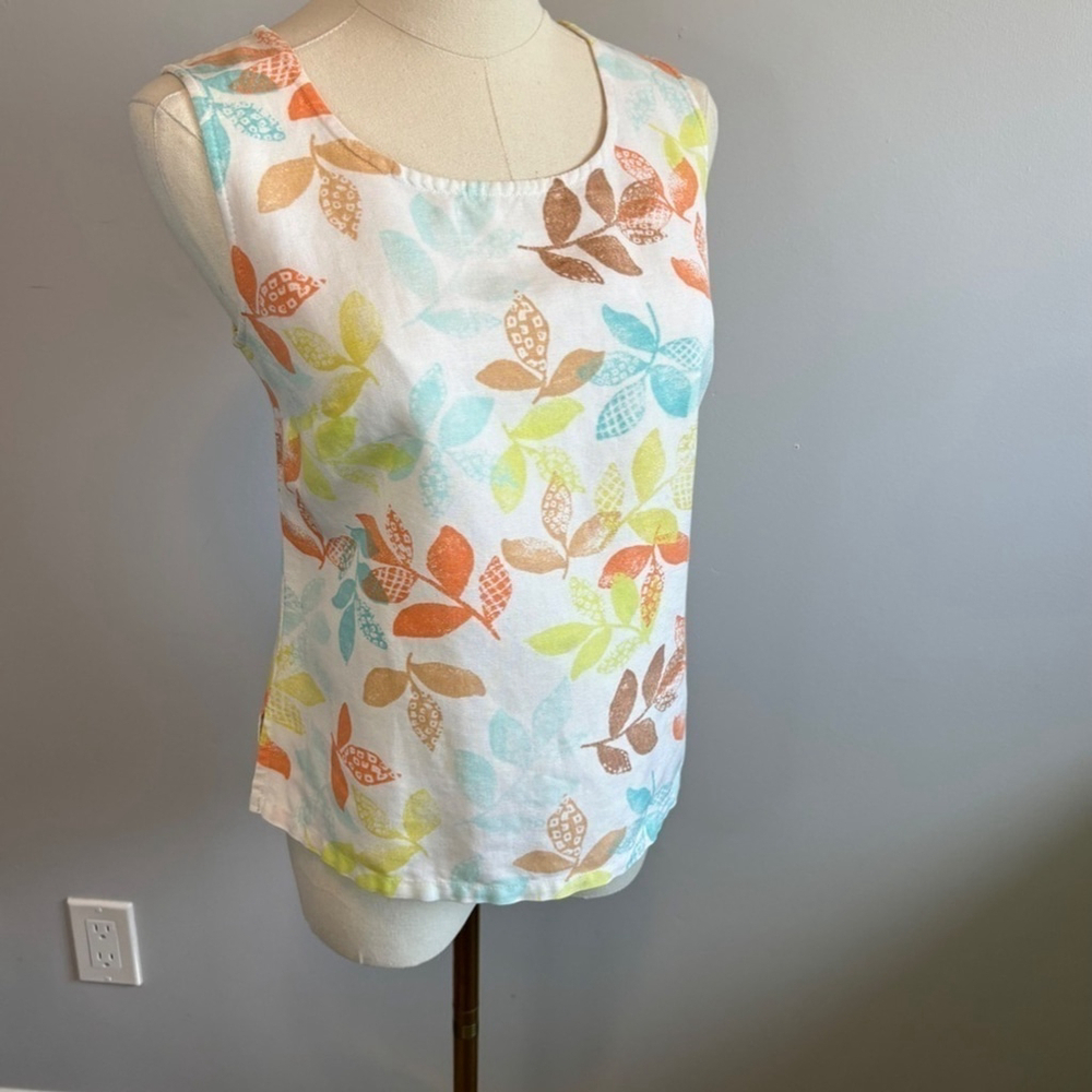 Croft & Barrow, Women's Linen, Leaf Pattern, Sleeveless top, SZ S - Picture 4 of 9